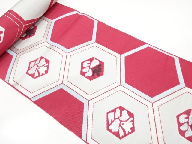 JAPANESE KIMONO / ANTIQUE BOLT FOR HASSUN OBI / WOVEN FLOWER